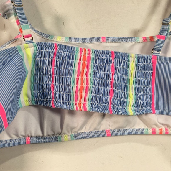 Vineyard Beachy Stripe Ruffle Swim Top, Women's Size S - Breaker Blue/Multi - Picture 7 of 7